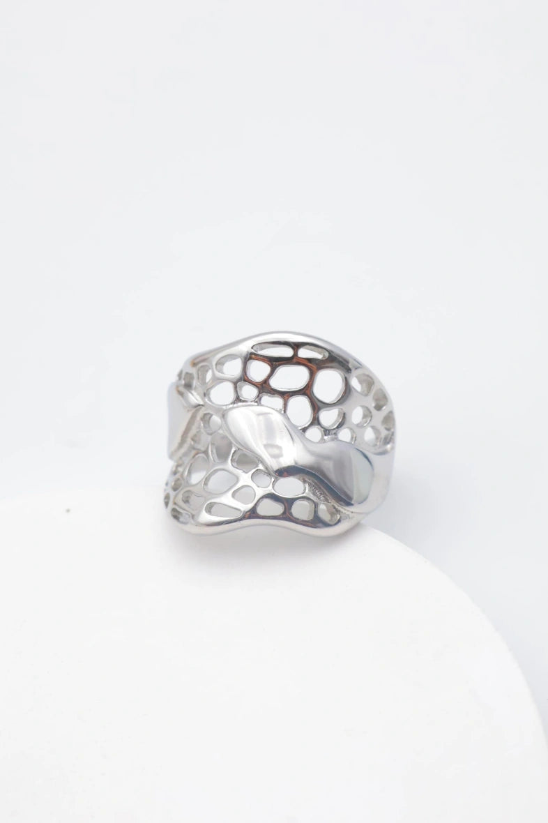 Bague en acier inoxydable ajustable - ARGENT