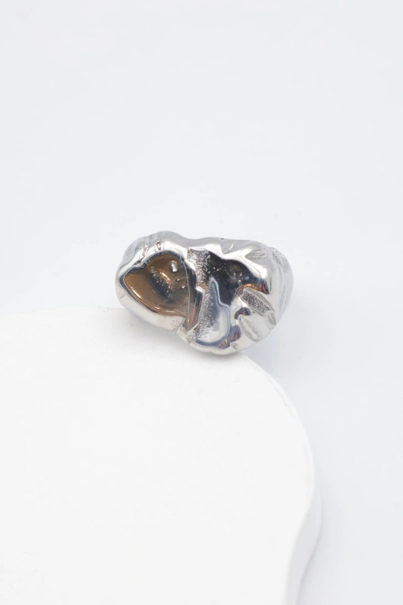 Bague en acier inoxydable ajustable - ARGENT
