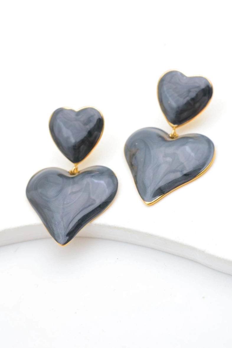 Boucles d'oreilles en acier inoxydable - NOIR