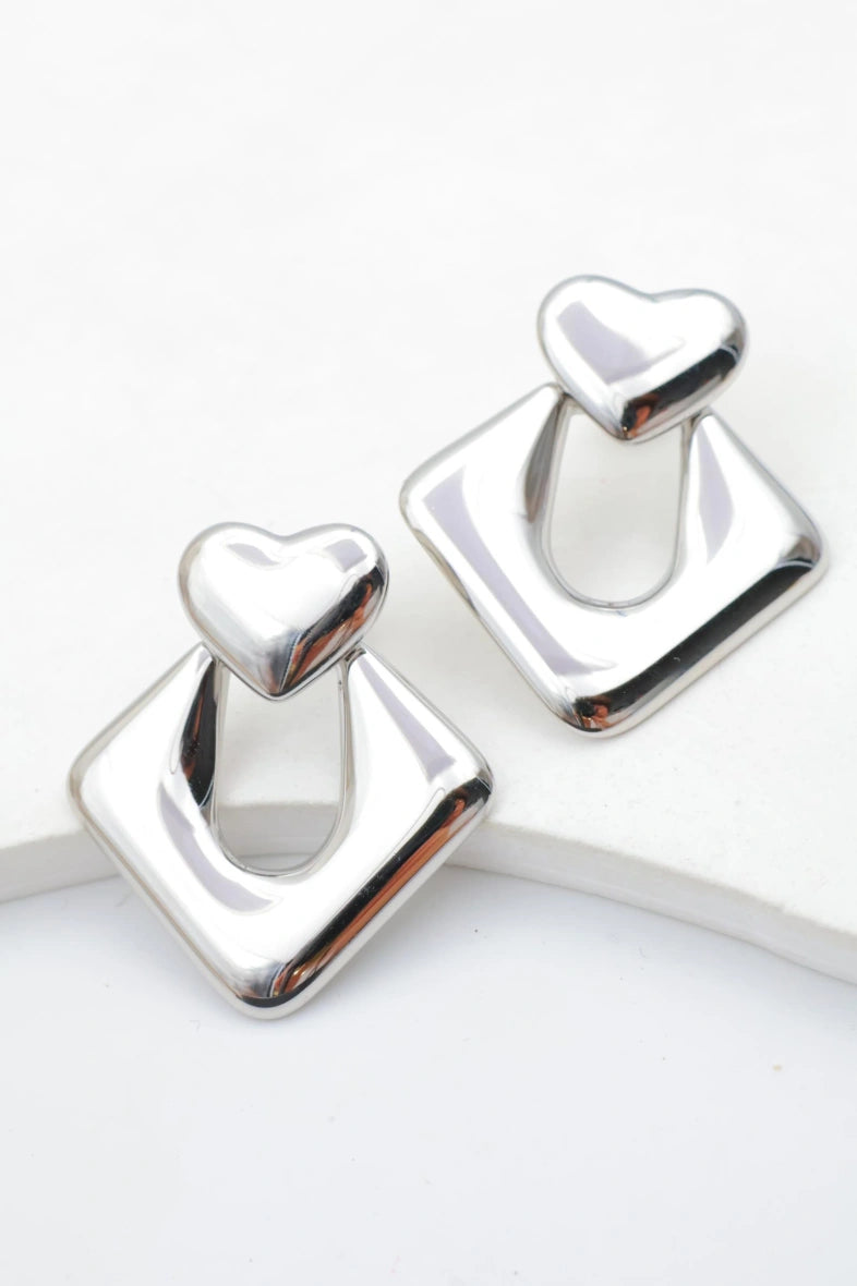 Boucles d'oreilles en acier inoxydable - ARGENT