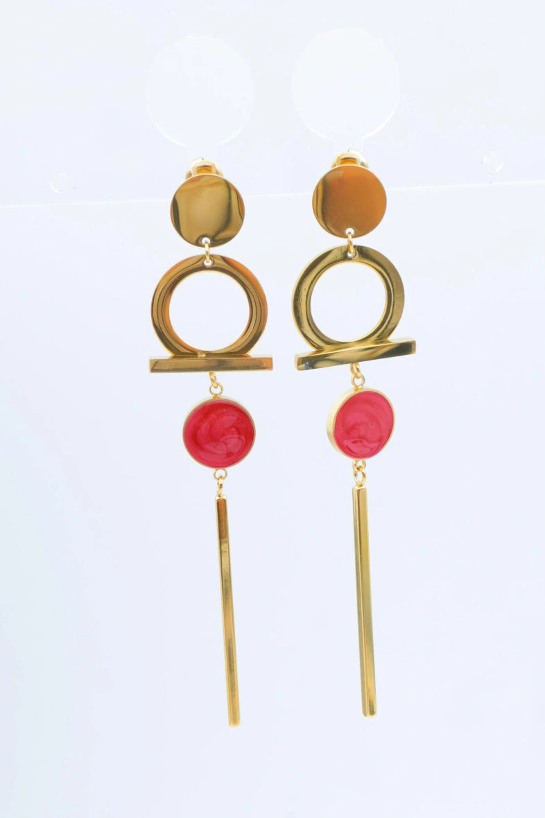 Boucles d'oreilles en acier inoxydable - ROUGE