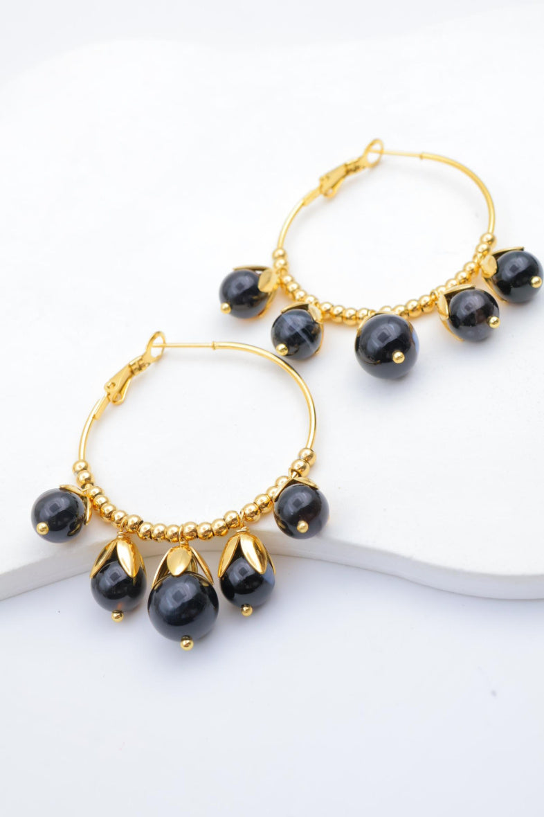 Boucles d'oreilles en acier inoxydable - NOIR