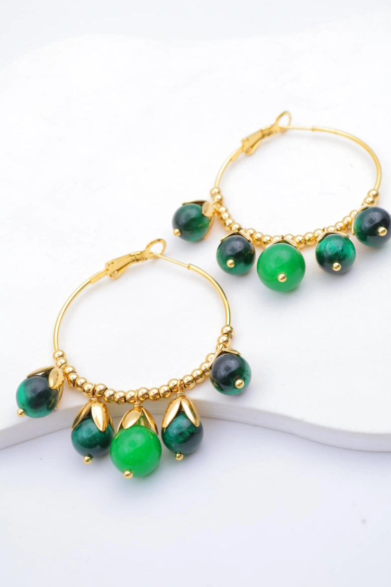 Boucles d'oreilles en acier inoxydable - VERT