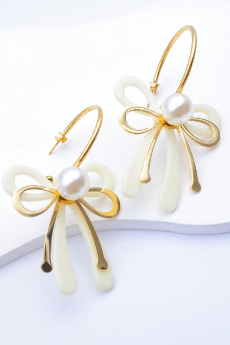 Boucles d'oreilles en acier inoxydable - BLANC