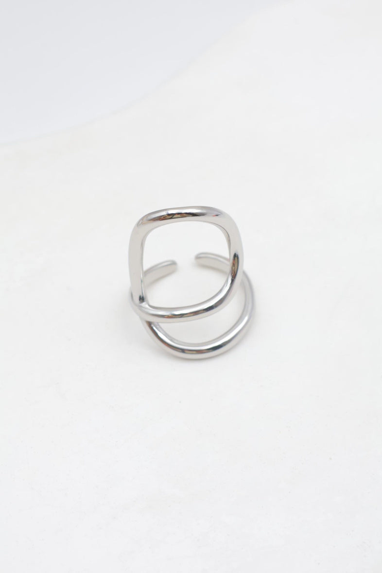 Bague en acier inoxydable ajustable - ARGENT