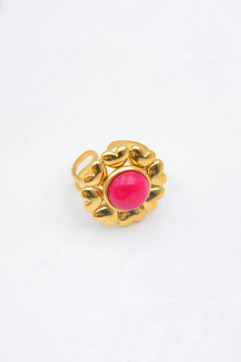 Bague en acier inoxydable ajustable - FUCHSIA