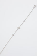 Bracelet chaîne cœur avec cristaux - ARGENT