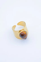 Bague en acier inoxydable ajustable - MARRON FONCÉ