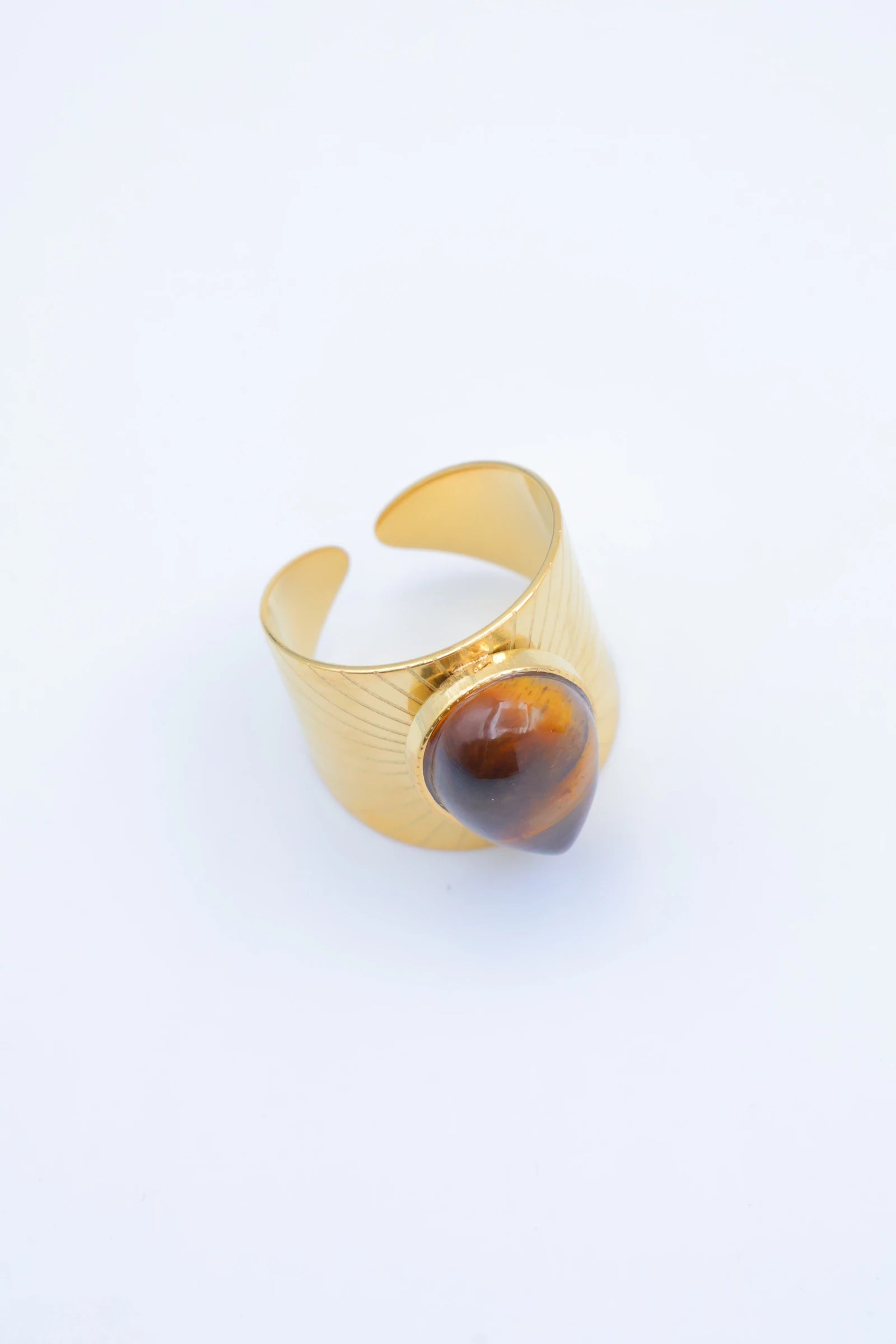 Bague en acier inoxydable ajustable - MARRON FONCÉ