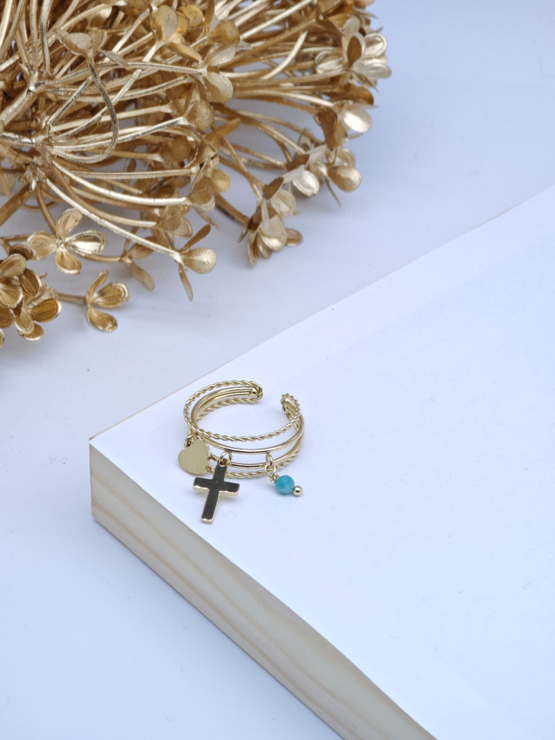 Bague en acier inoxydable ajustable - BLEU