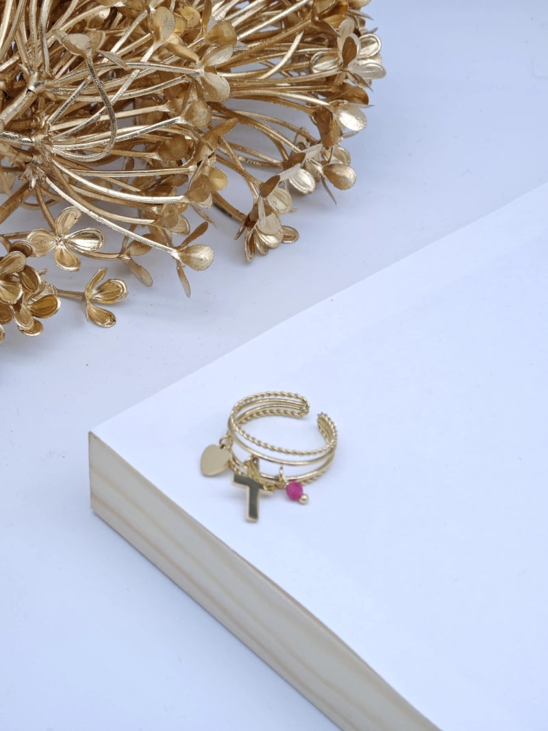 Bague en acier inoxydable ajustable - FUCHSIA