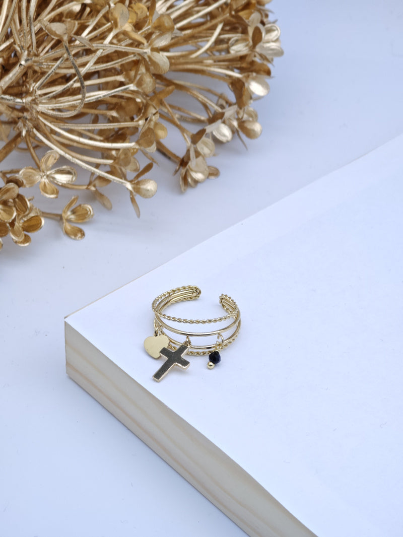 Bague en acier inoxydable ajustable - NOIR