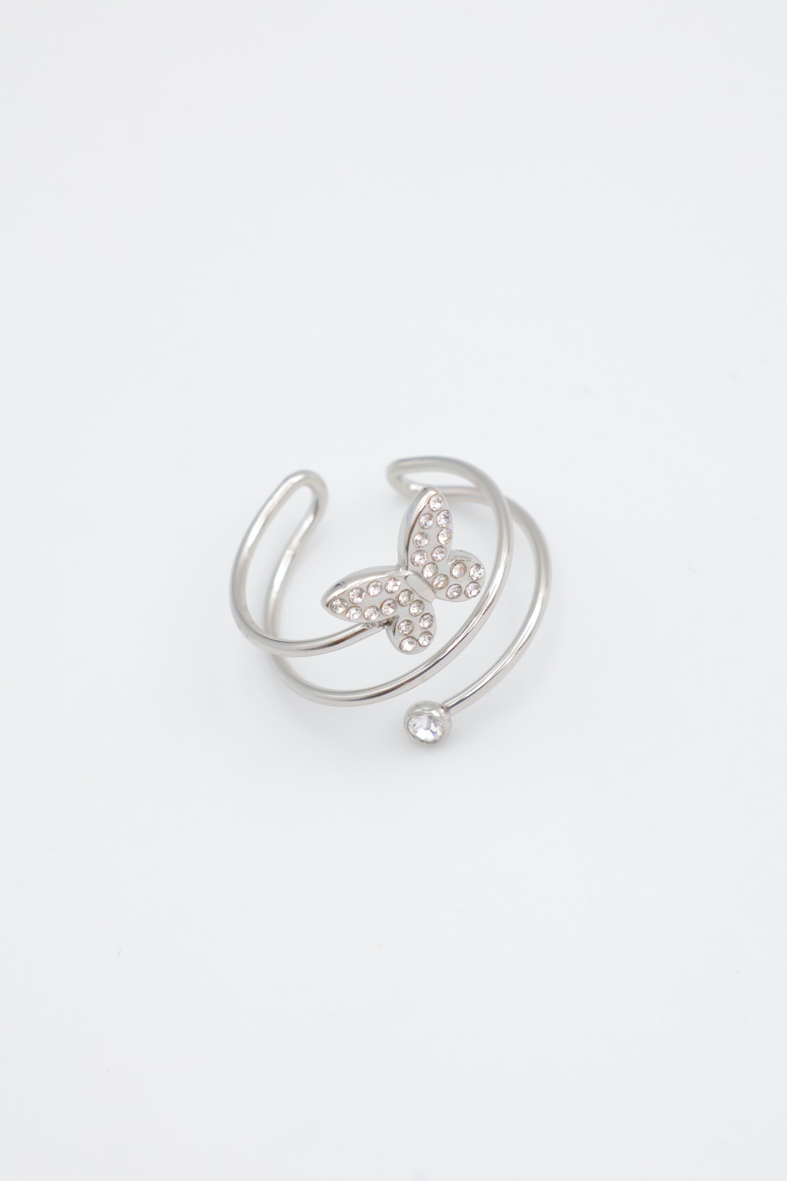 Bague ouverte dorée avec pierre précieuse en forme de goutte - ARGENT