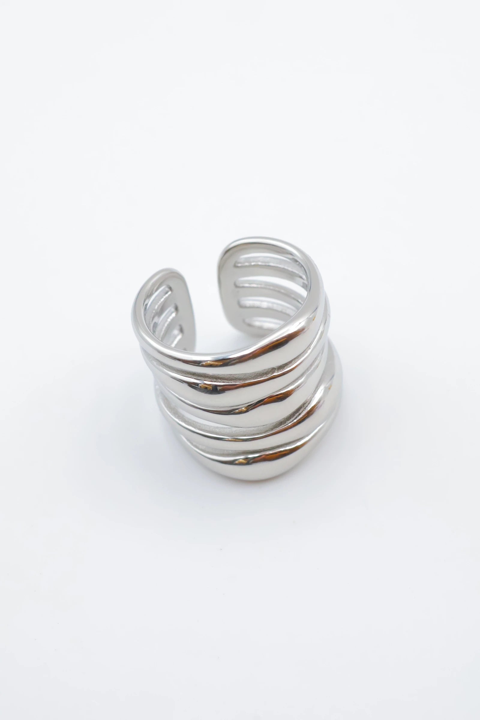Bague en acier inoxydable ajustable - ARGENT
