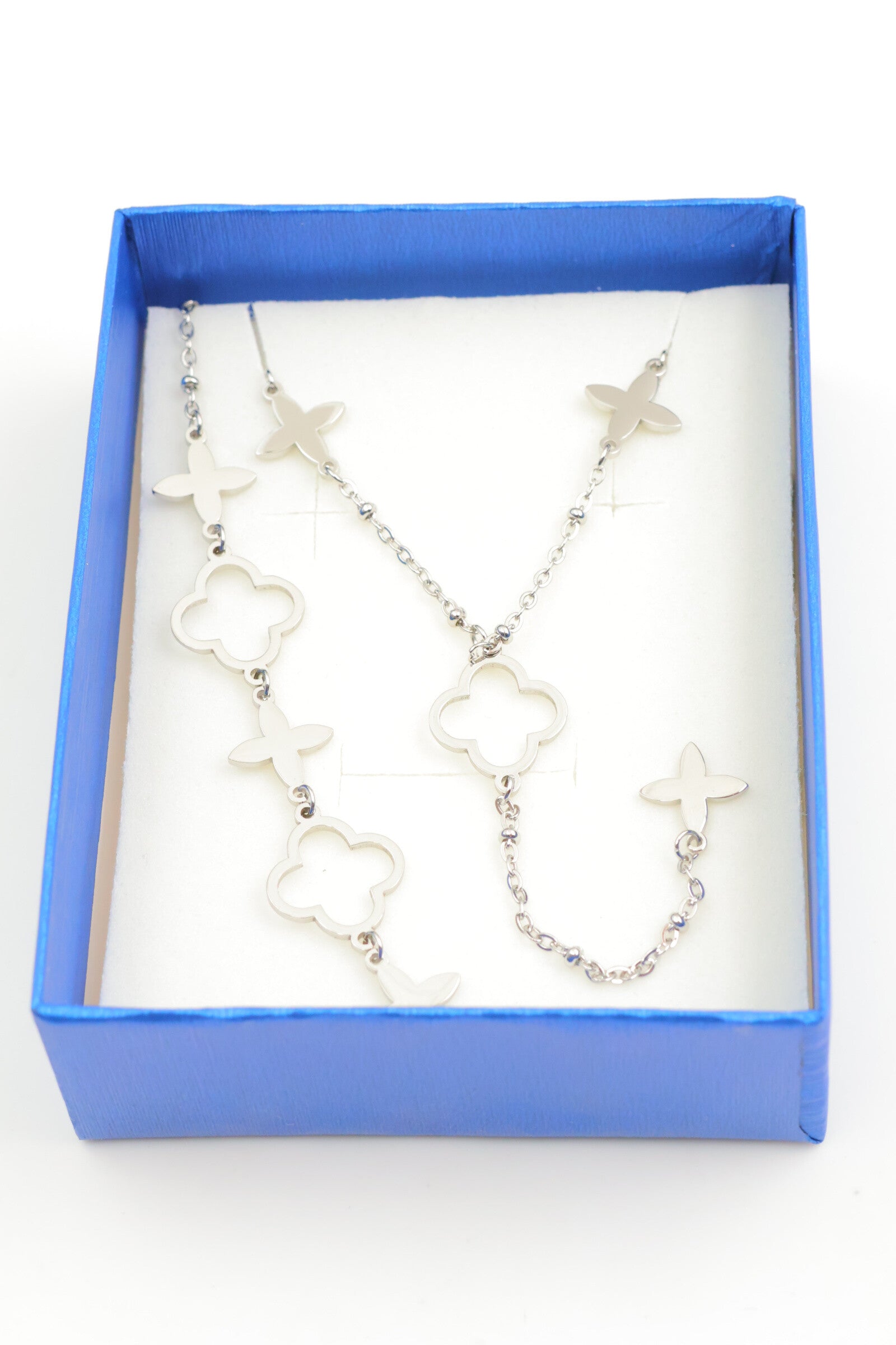 Parure de bijoux avec boîte en acier inoxydable - ARGENT