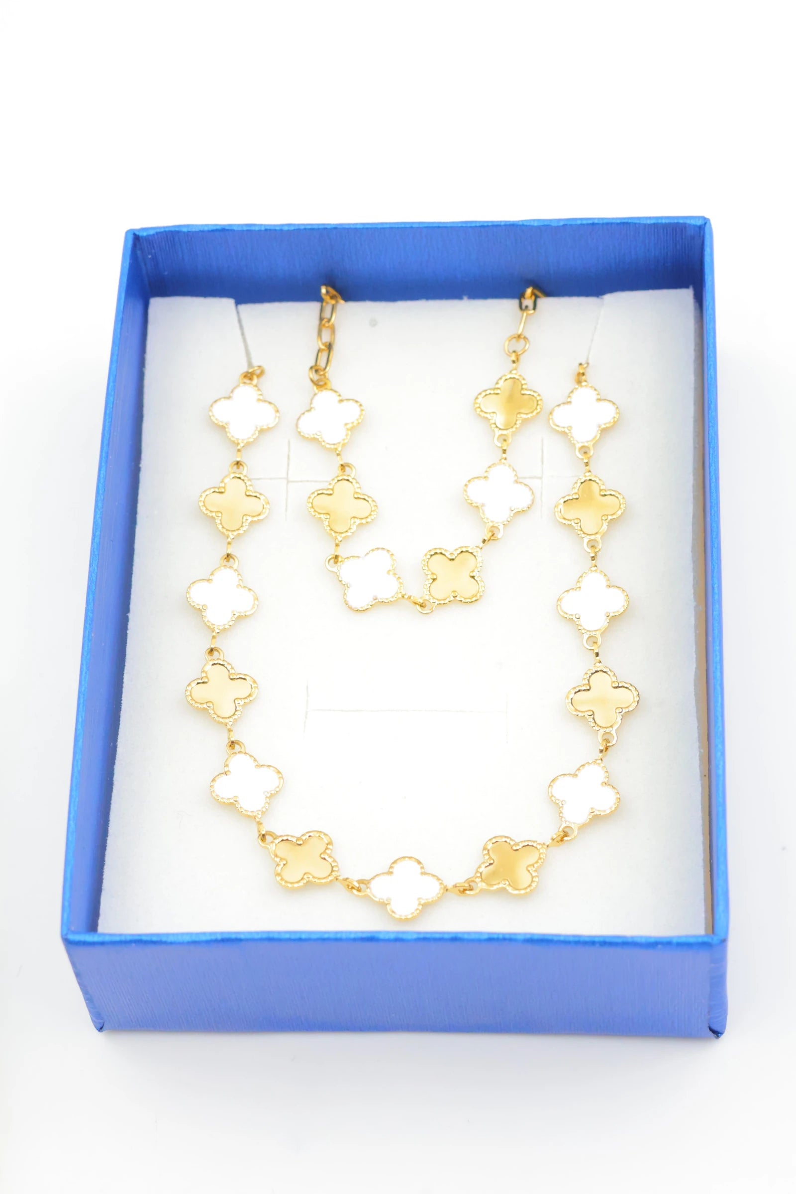 Parure de bijoux avec boîte en acier inoxydable - BLANC