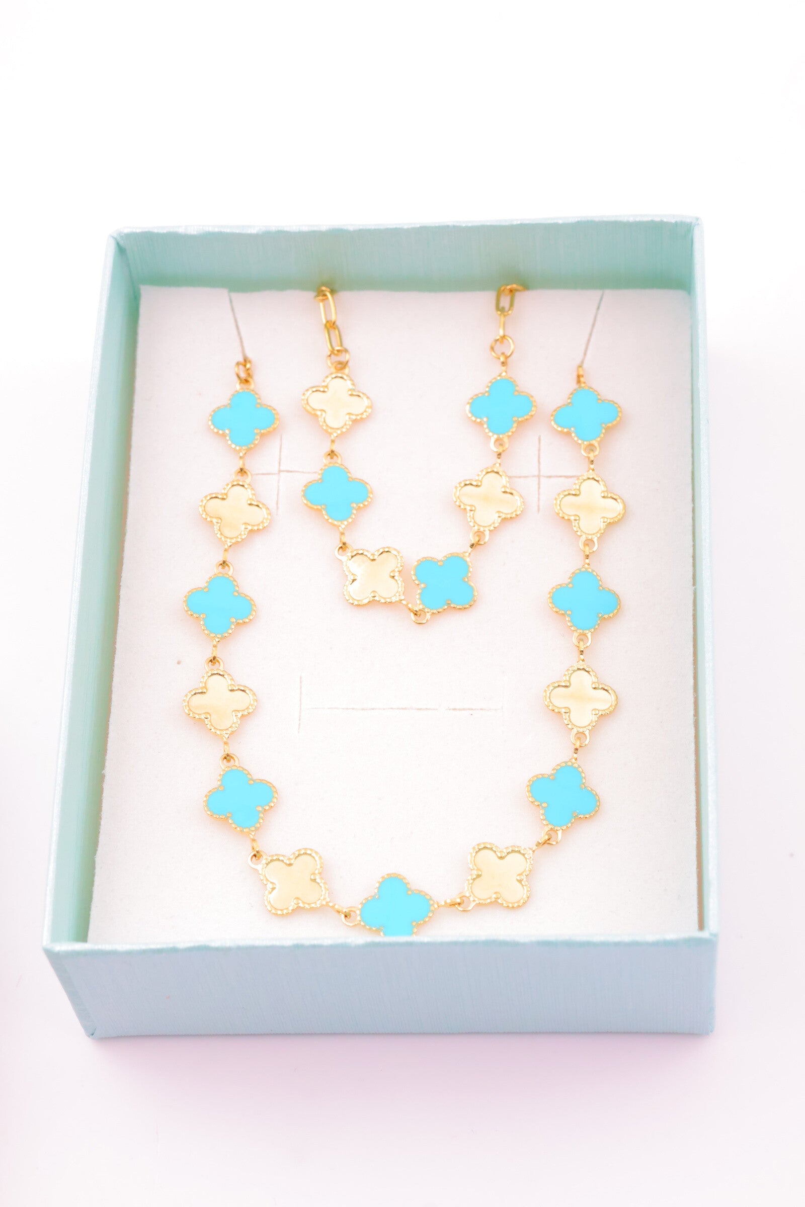 Parure de bijoux avec boîte en acier inoxydable - BLEU