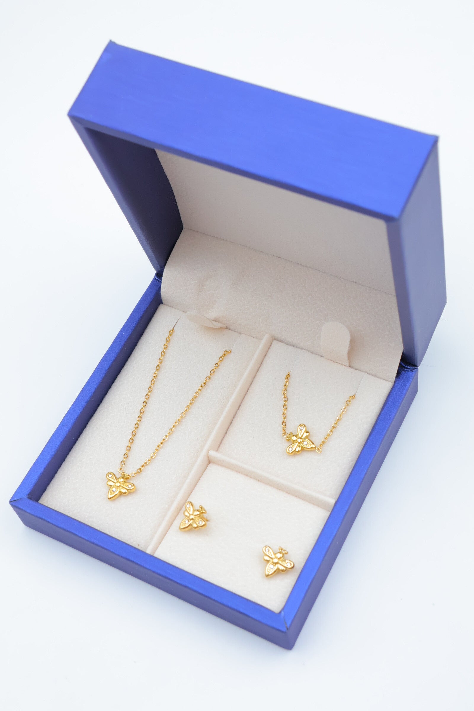 Parure de bijoux avec boîte en acier inoxydable - DORÉ