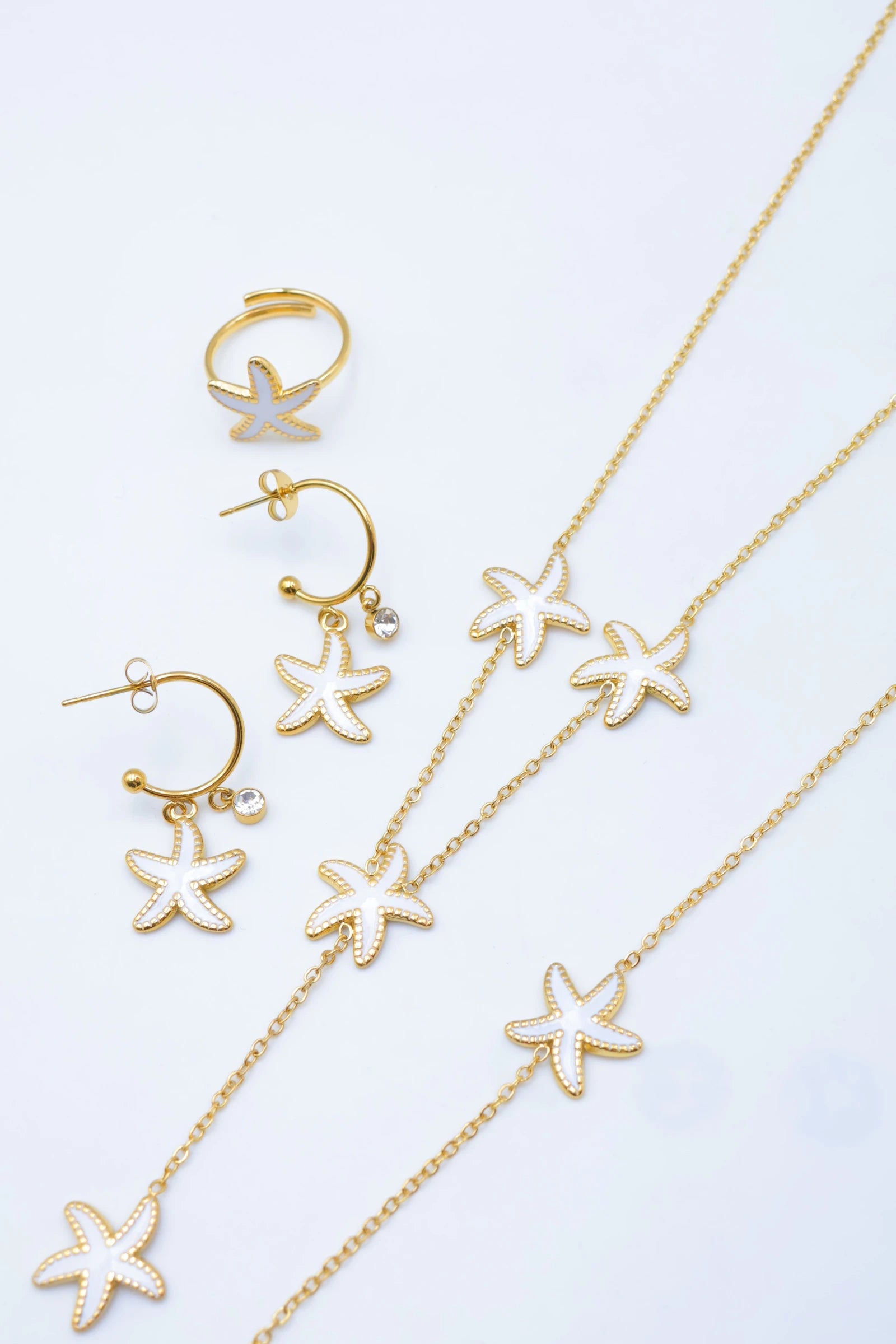 Parure de bijoux en acier inoxydable - BLANC