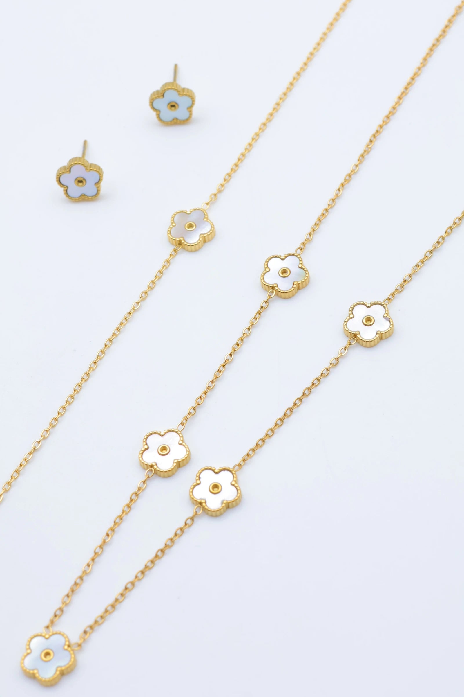 Parure de bijoux en acier inoxydable - BLANC