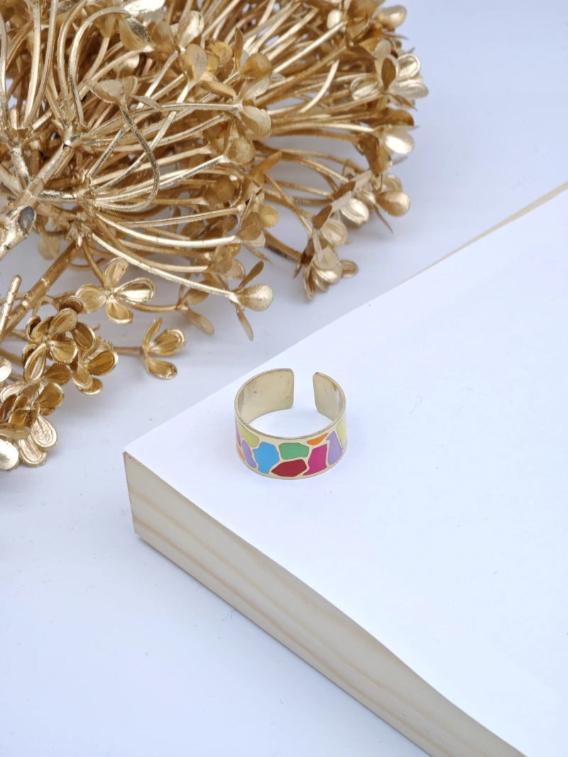 Bague en acier inoxydable ajustable - MULTICOLORE