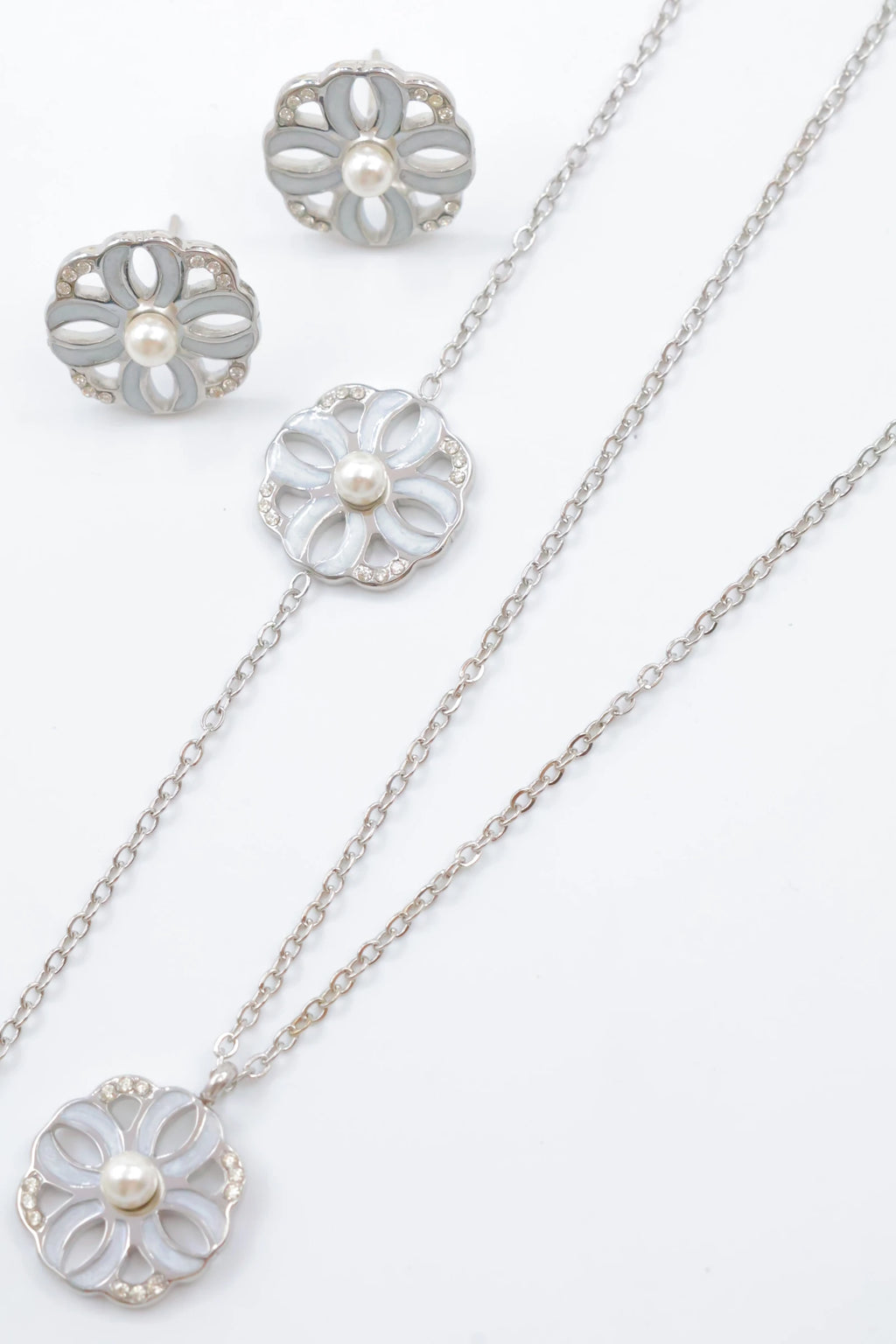 Parure de bijoux en acier inoxydable - ARGENT
