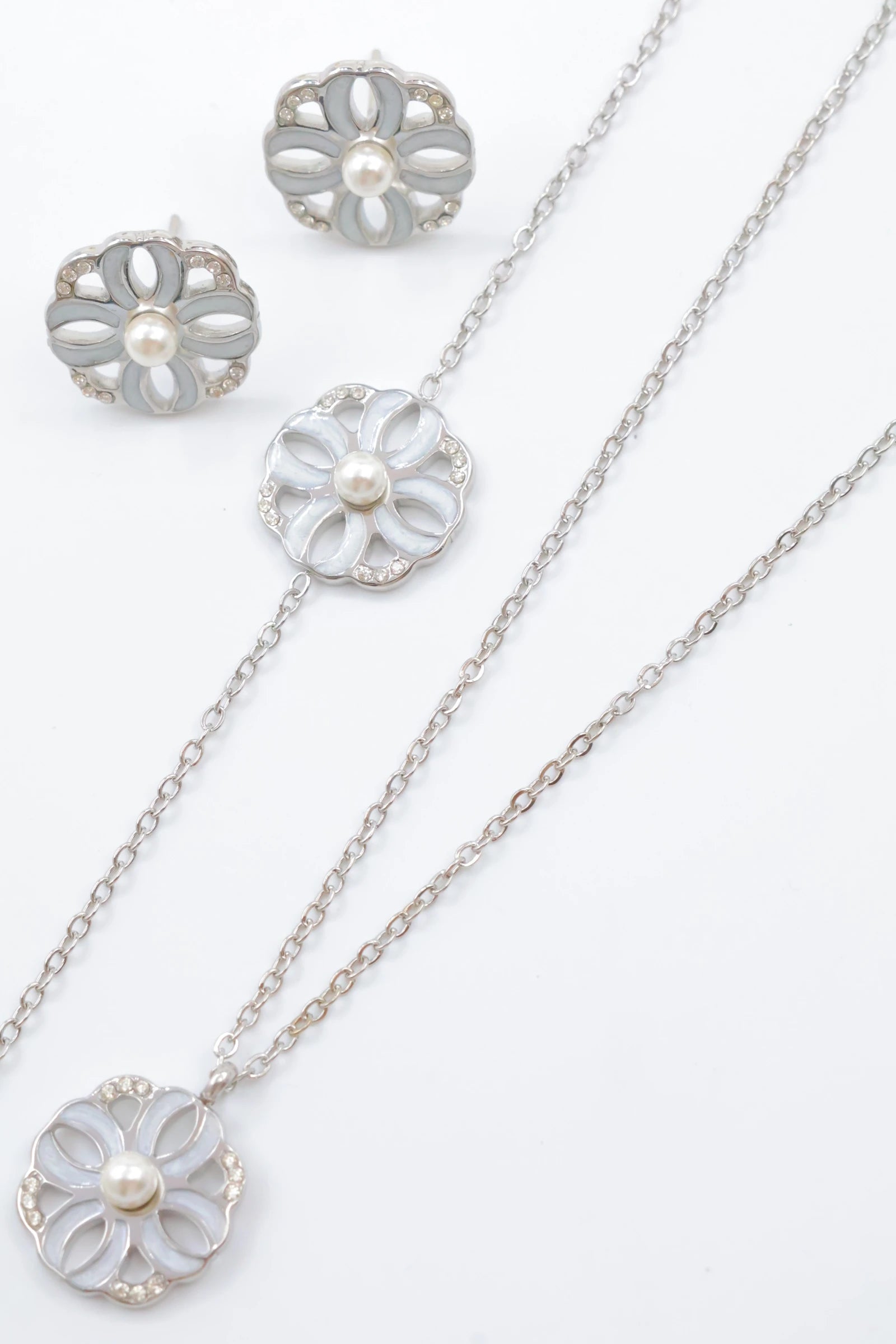 Parure de bijoux en acier inoxydable - ARGENT