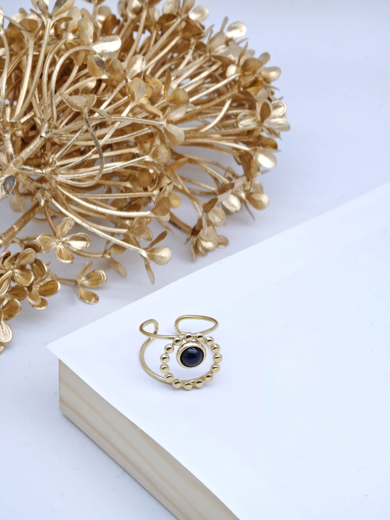 Bague en acier inoxydable ajustable - NOIR