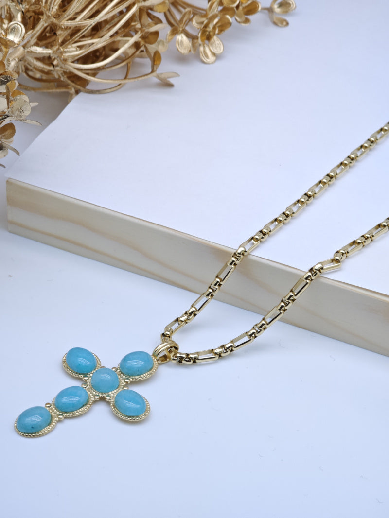 Collier sautoir en acier inoxydable - BLEU
