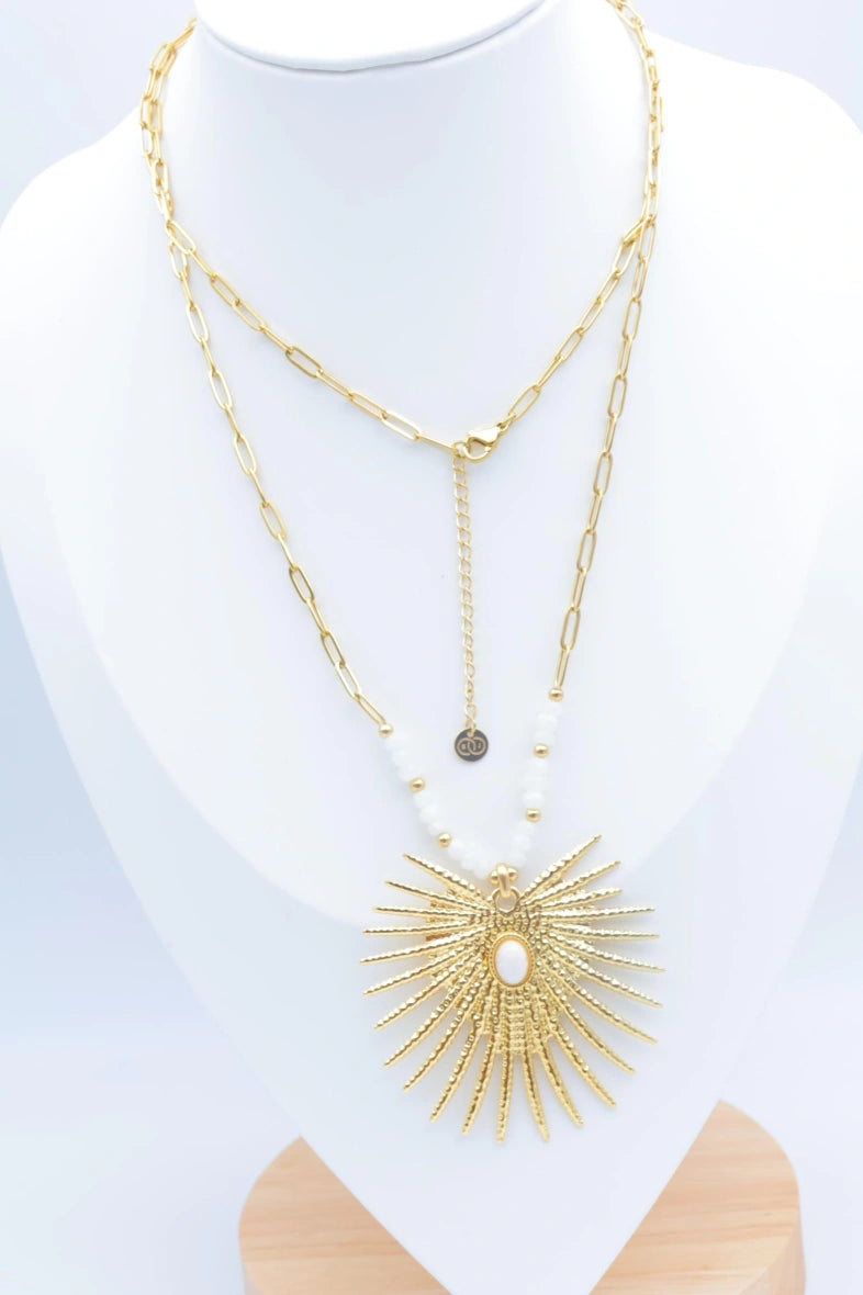 Collier sautoir en acier inoxydable - BLANC