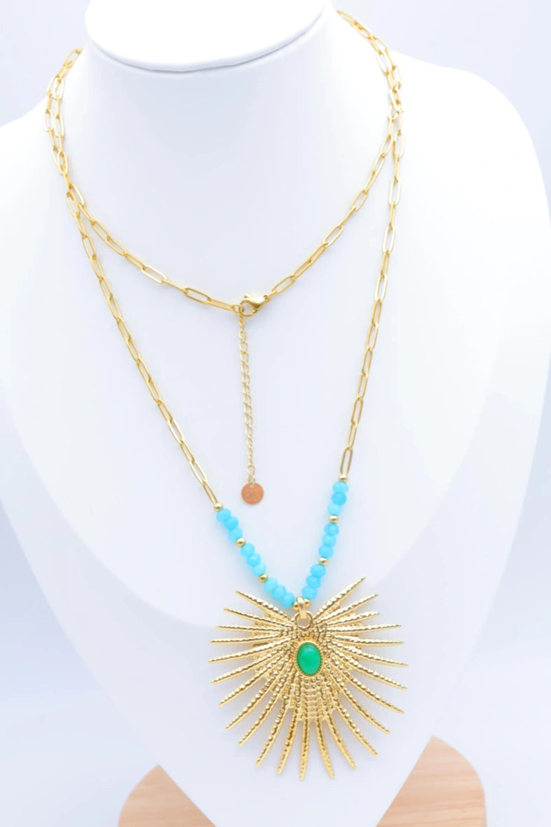 Collier sautoir en acier inoxydable - BLEU