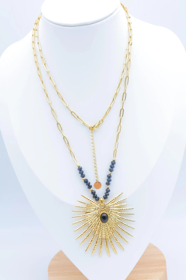 Collier sautoir en acier inoxydable - NOIR