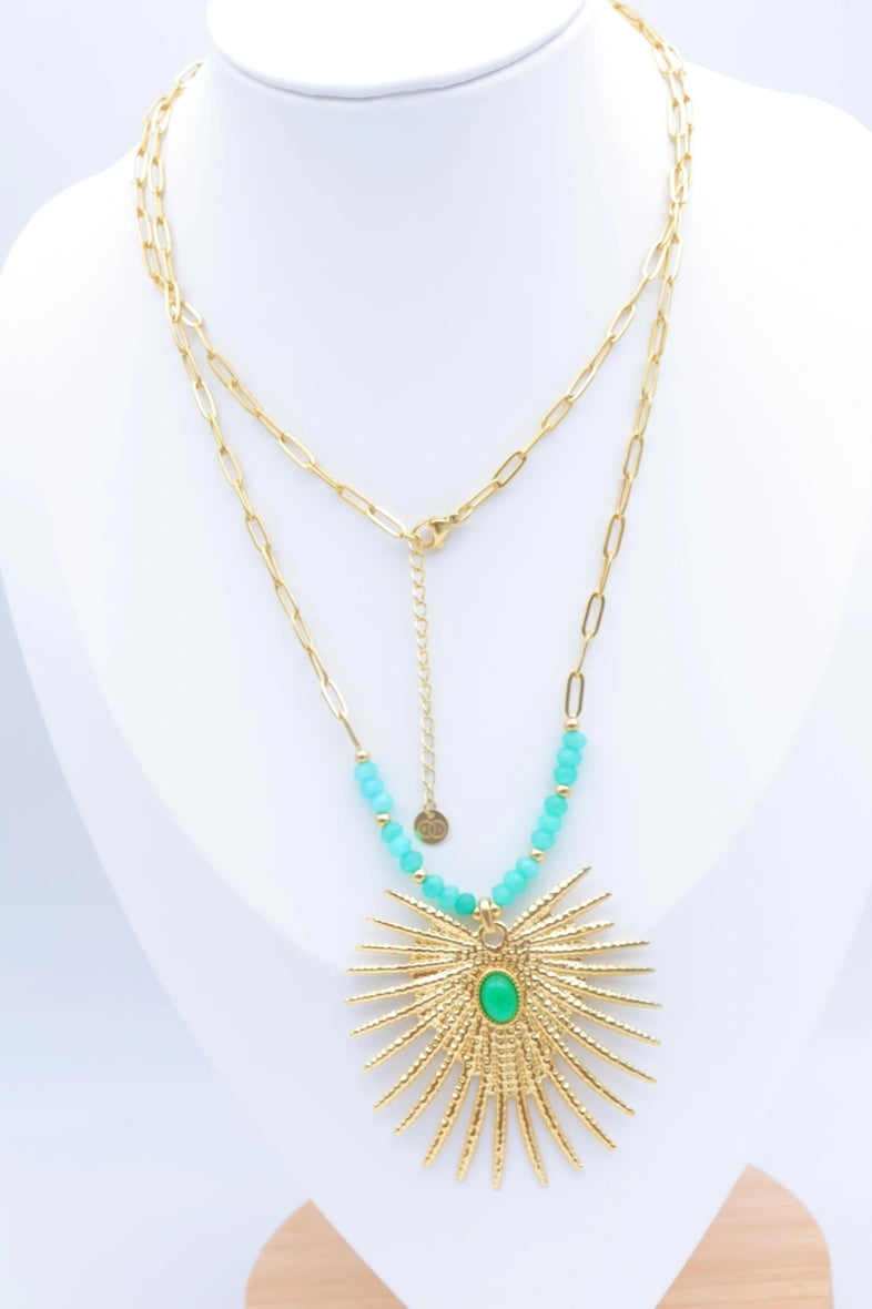 Collier sautoir en acier inoxydable - VERT
