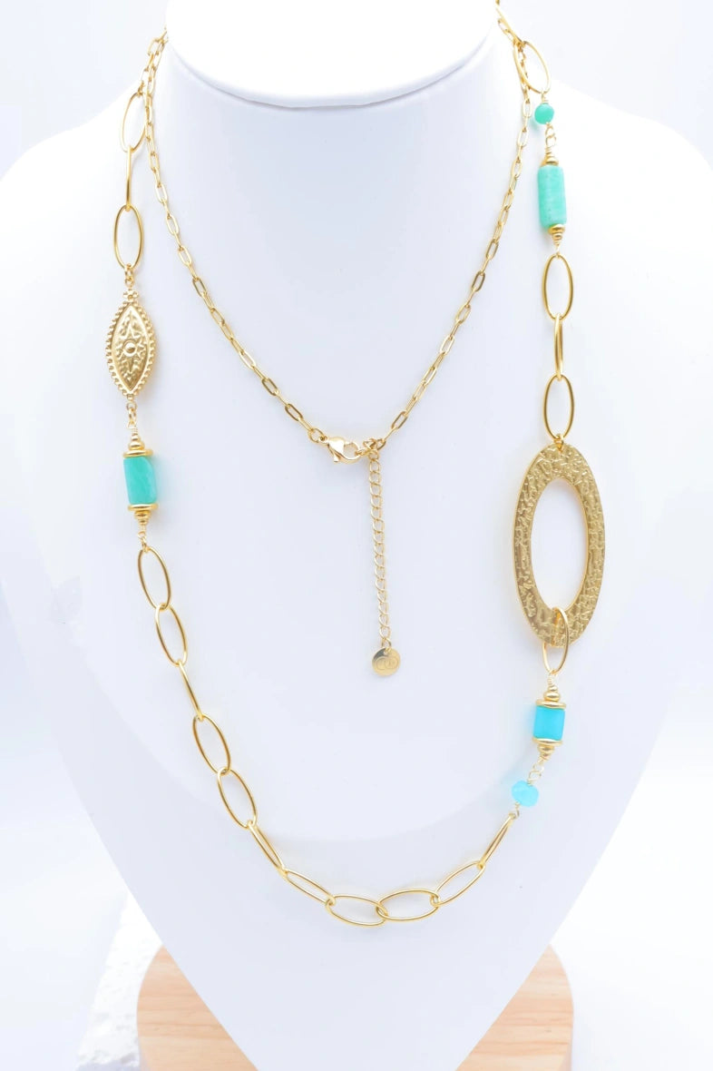 Collier sautoir en acier inoxydable - BLEU