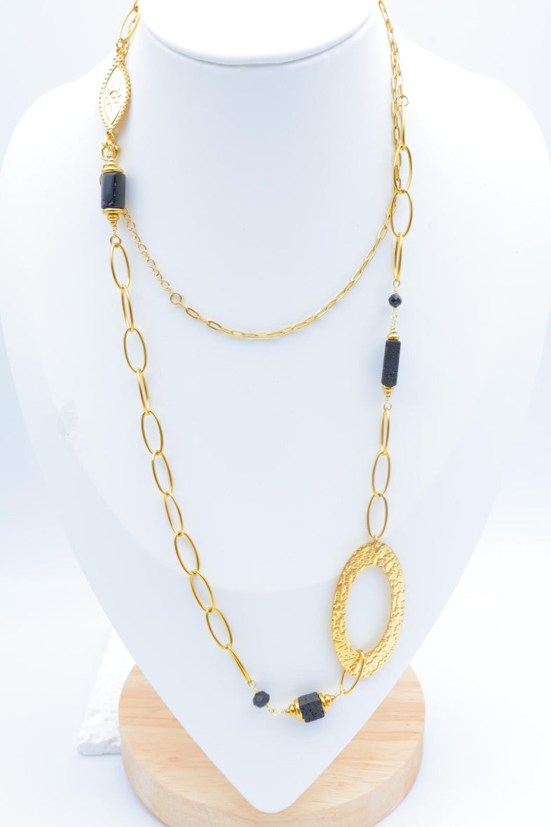Collier sautoir en acier inoxydable - NOIR