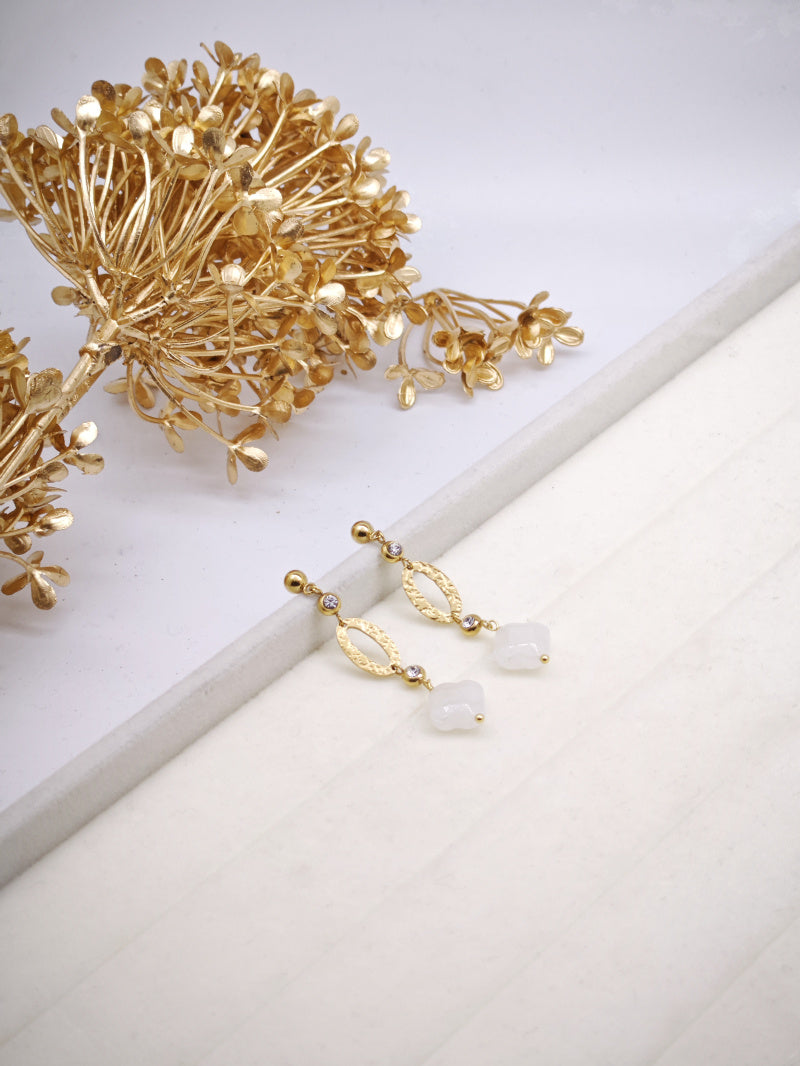 Boucles d'oreilles en acier inoxydable - BLANC
