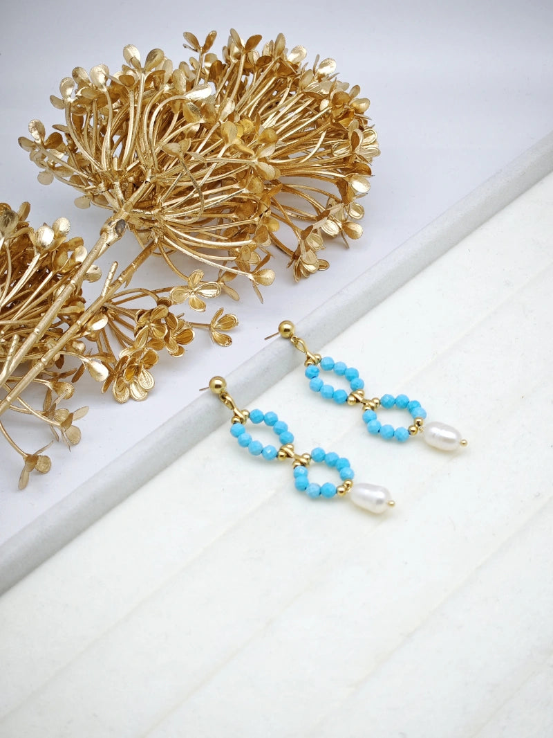 Boucles d'oreilles en acier inoxydable - BLEU