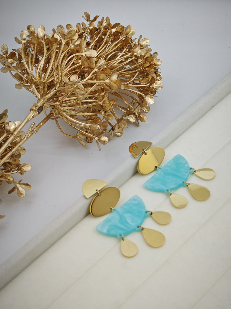 Boucles d'oreilles en acier inoxydable - BLEU CIEL