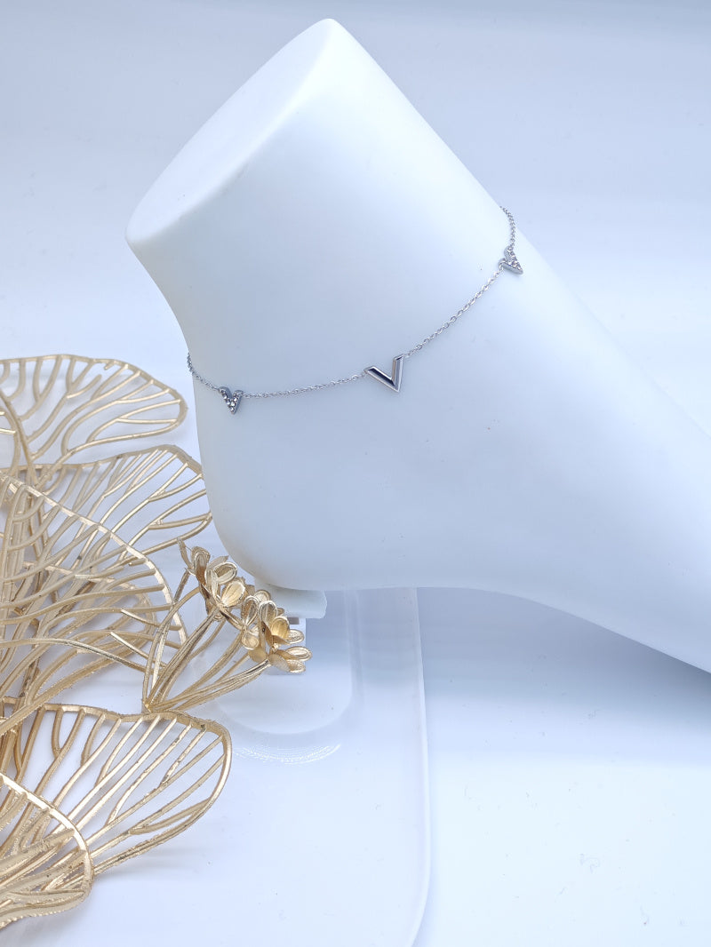 Chaîne de cheville en acier inoxydable - ARGENT