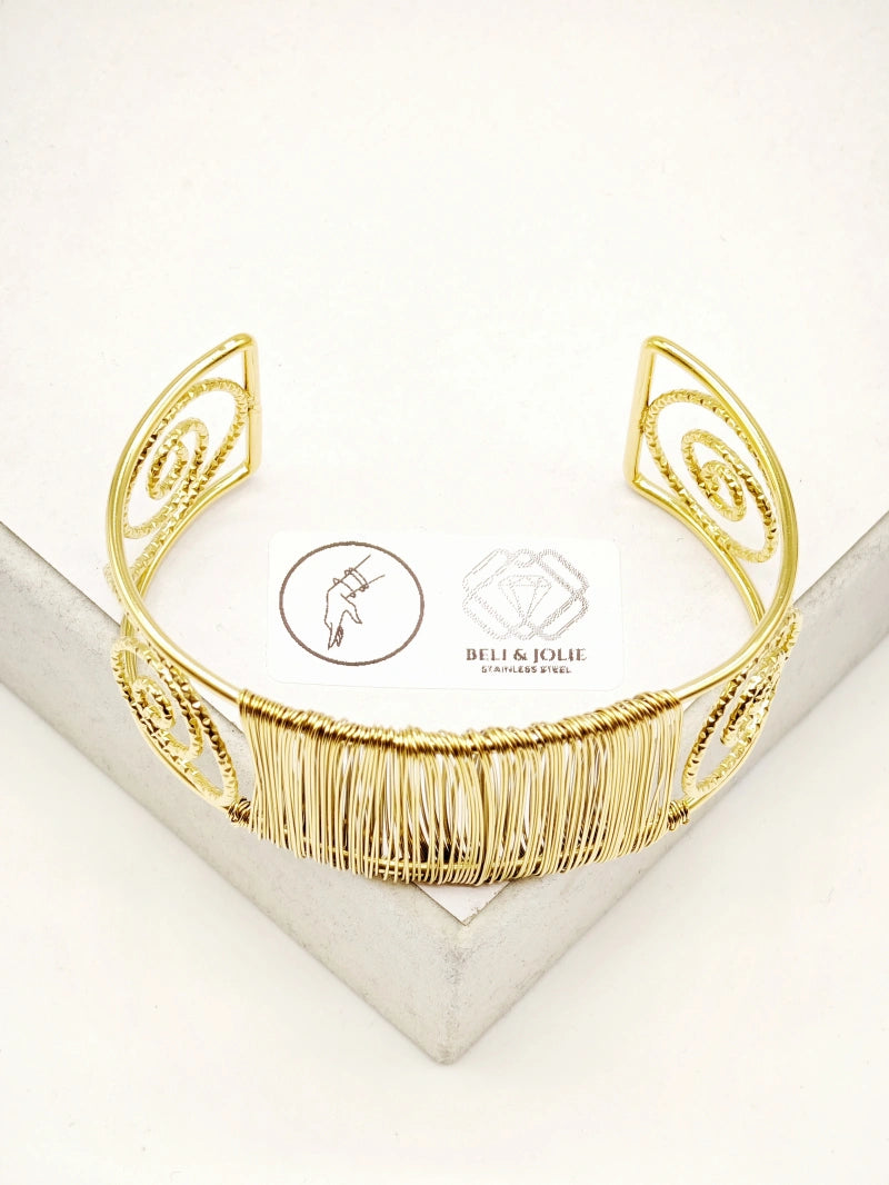 Bracelet jonc en acier inoxydable - DORÉ