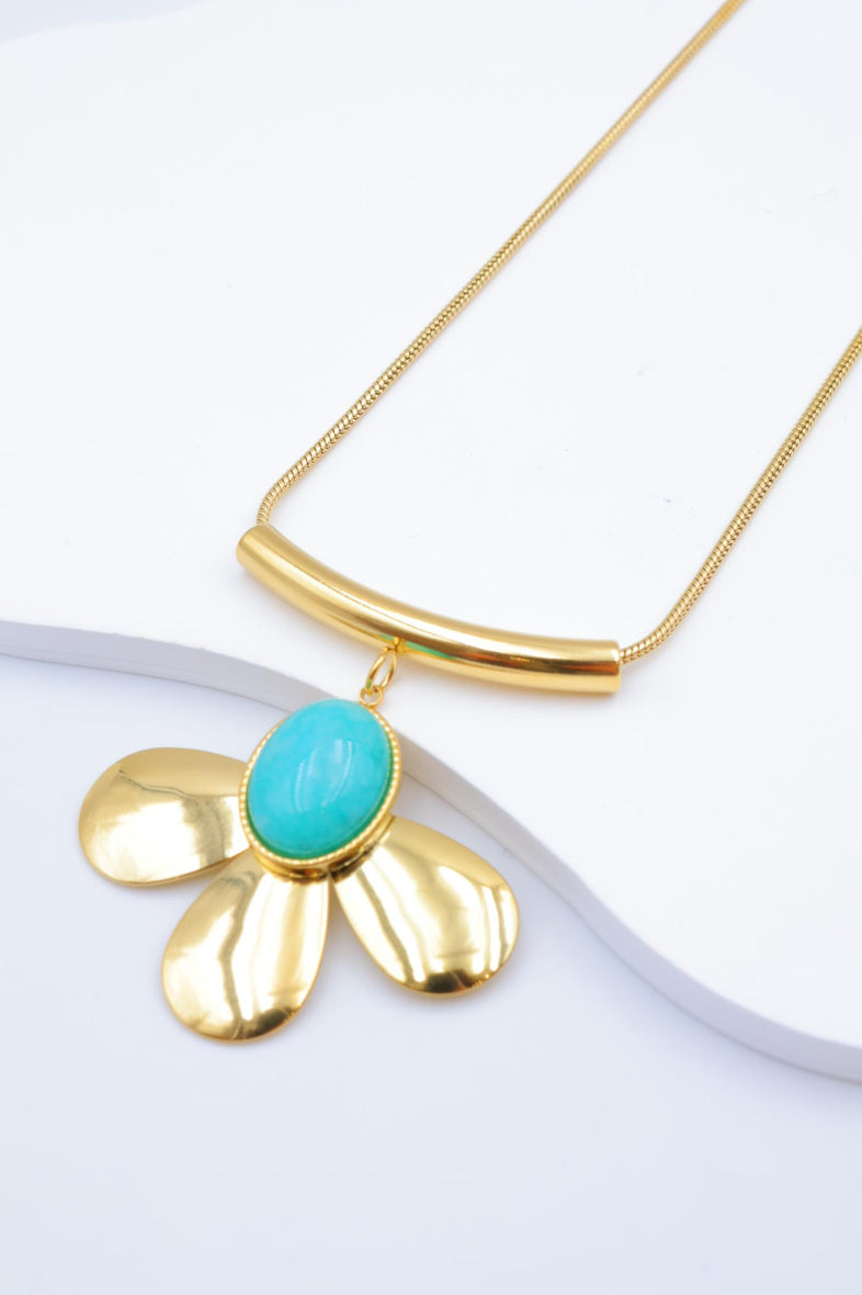 Collier avec pendentif en forme de fleur - BLEU