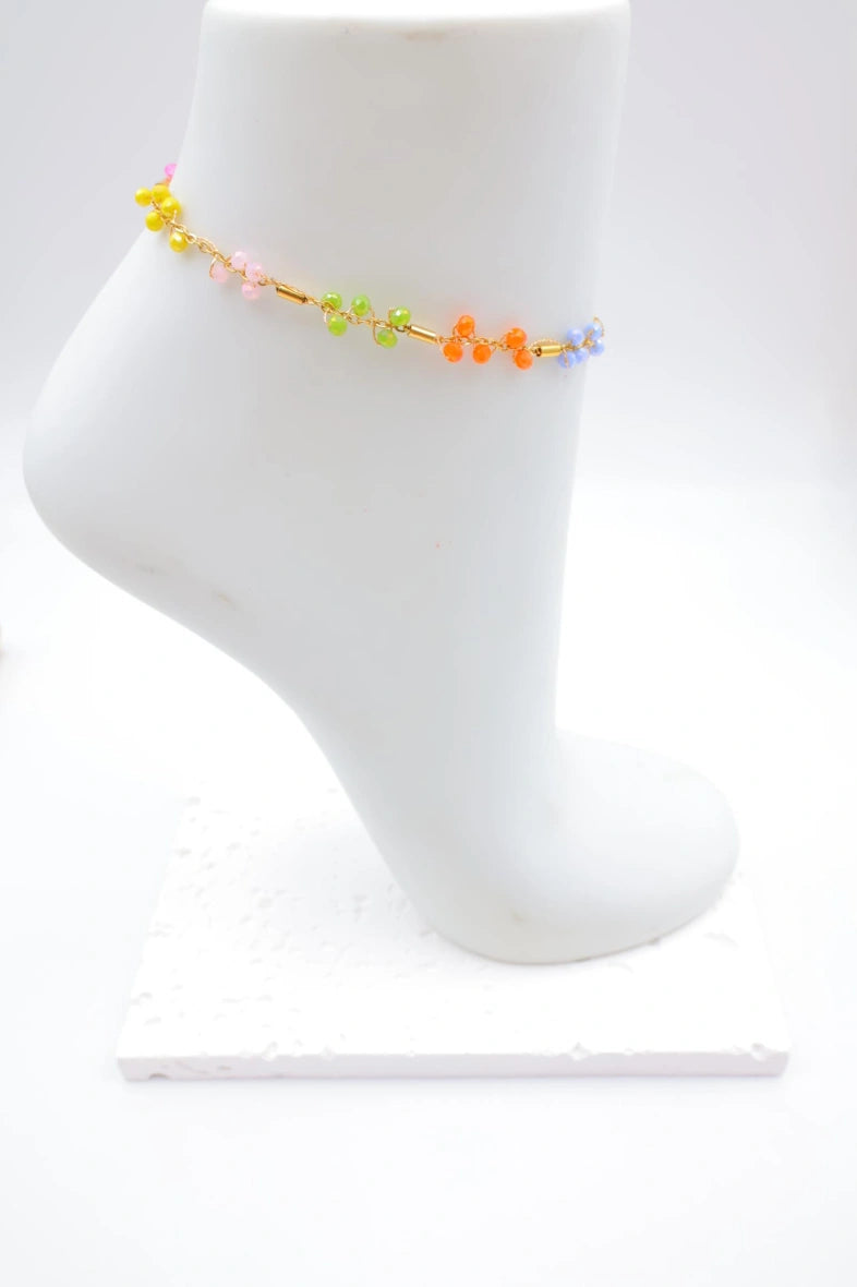 Chaîne de cheville en acier inoxydable - MULTICOLORE