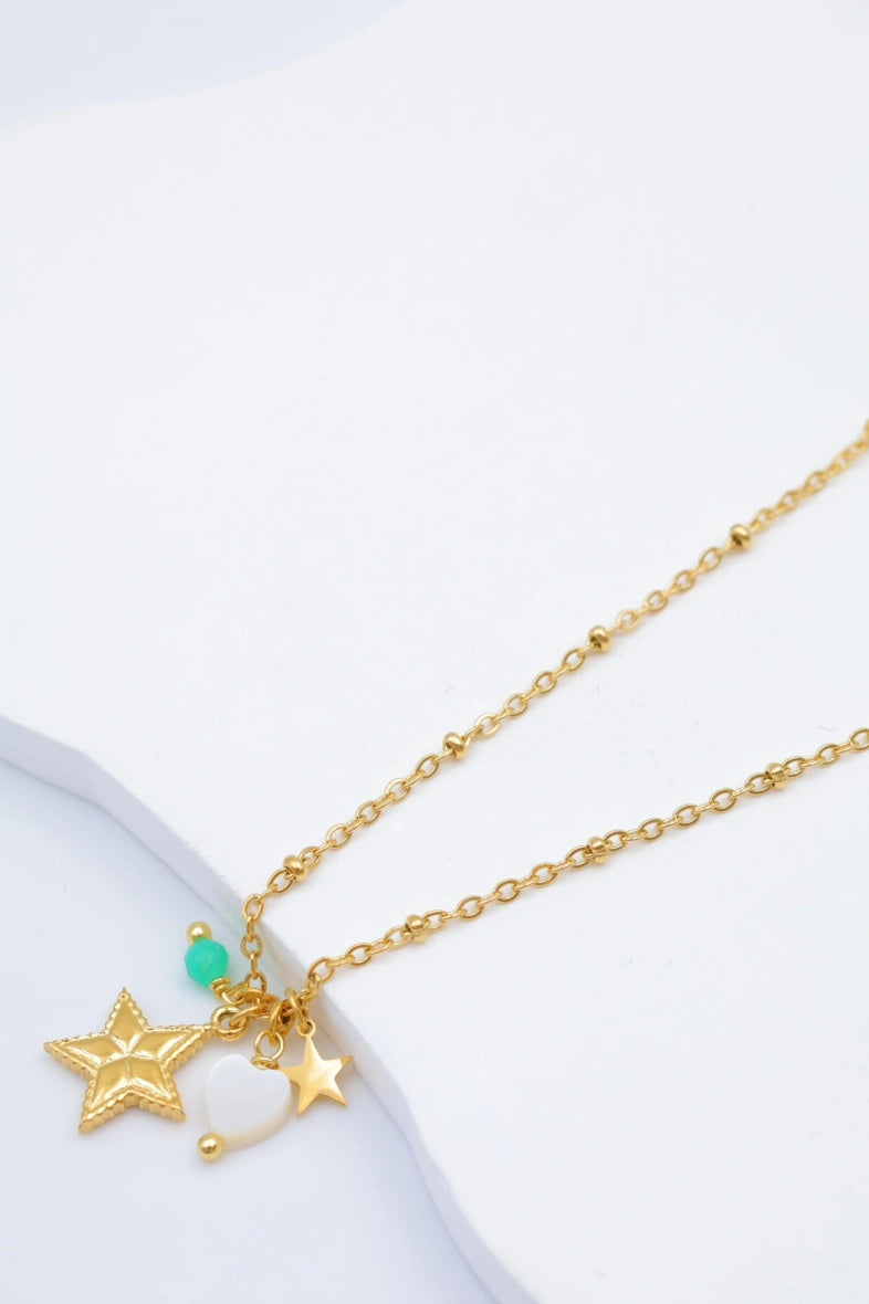 Collier avec pendentif étoile et petites décorations - BLEU