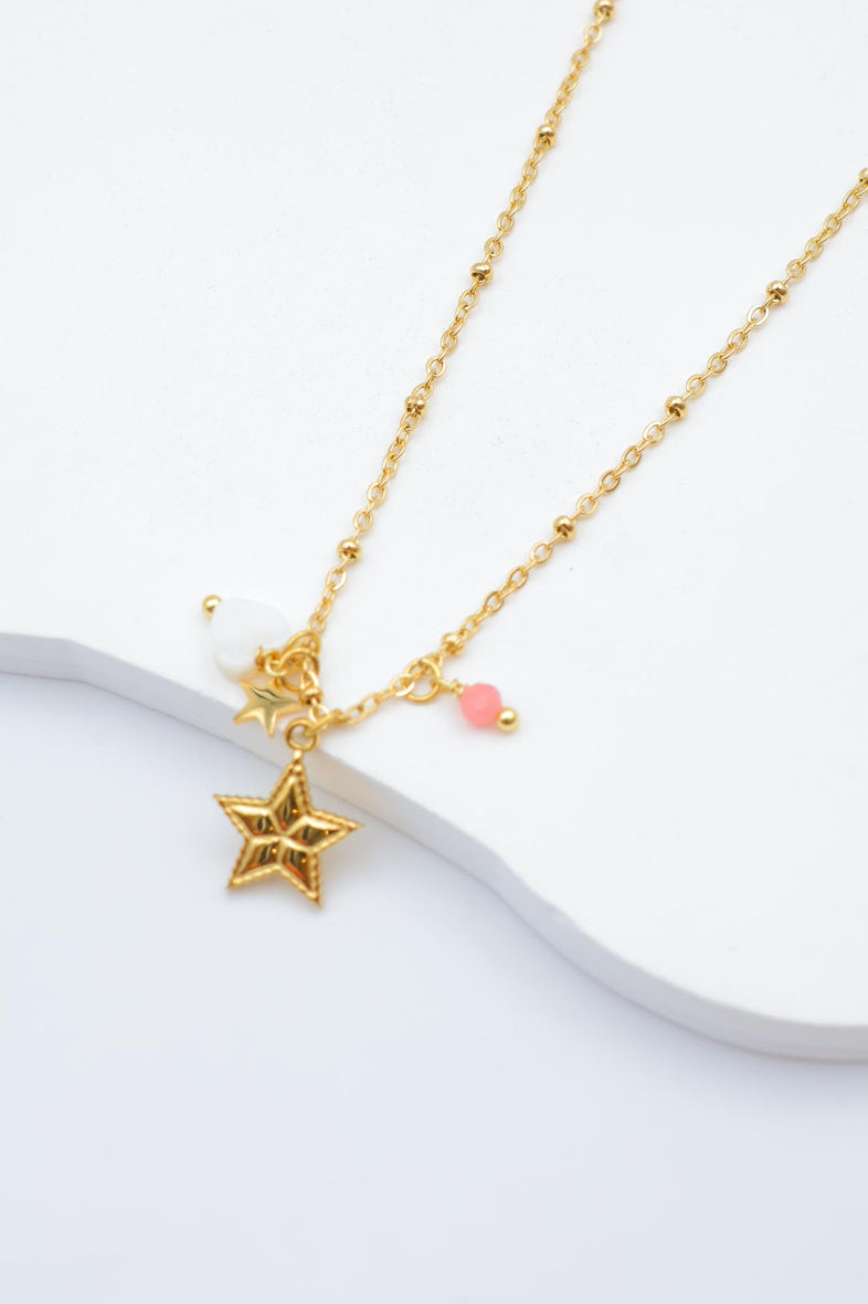 Collier avec pendentif étoile et petites décorations - ROSE