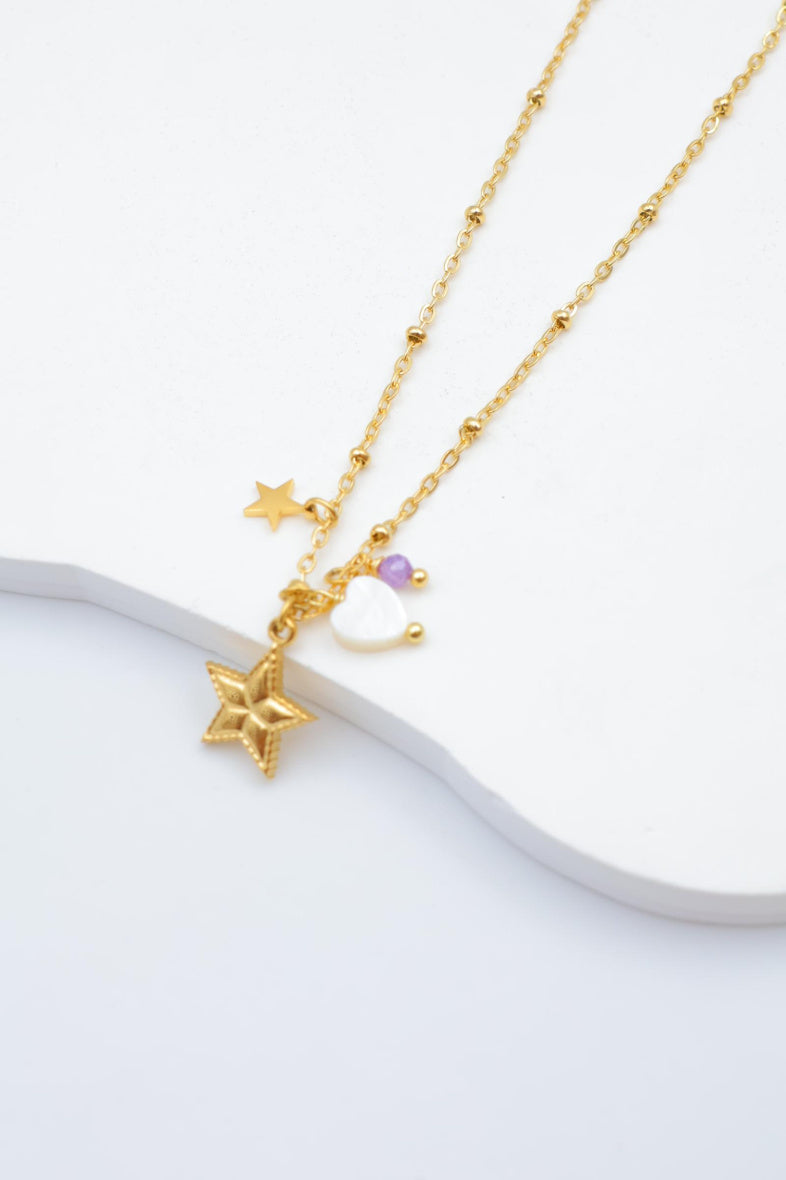 Collier avec pendentif étoile et petites décorations - VIOLET