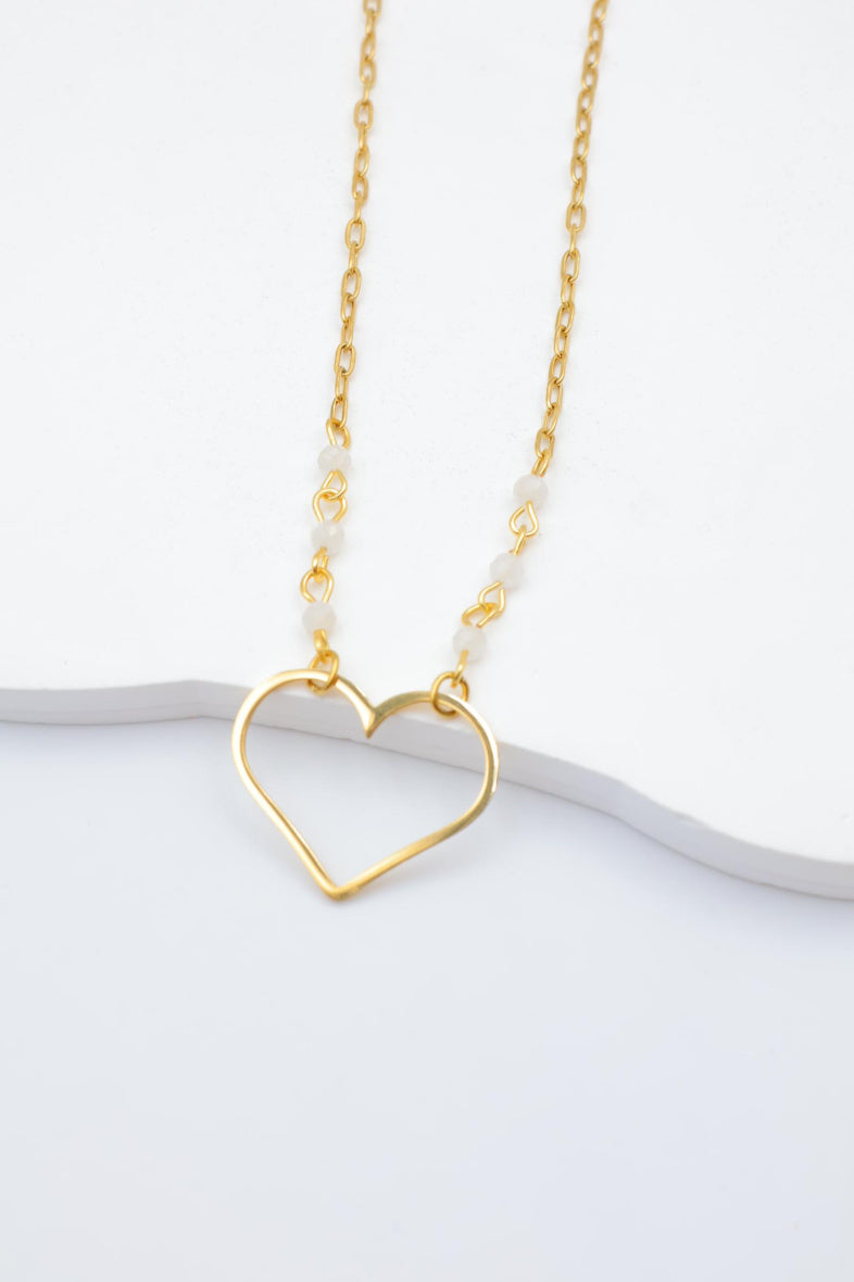Collier avec pendentif en forme de cœur - BLANC