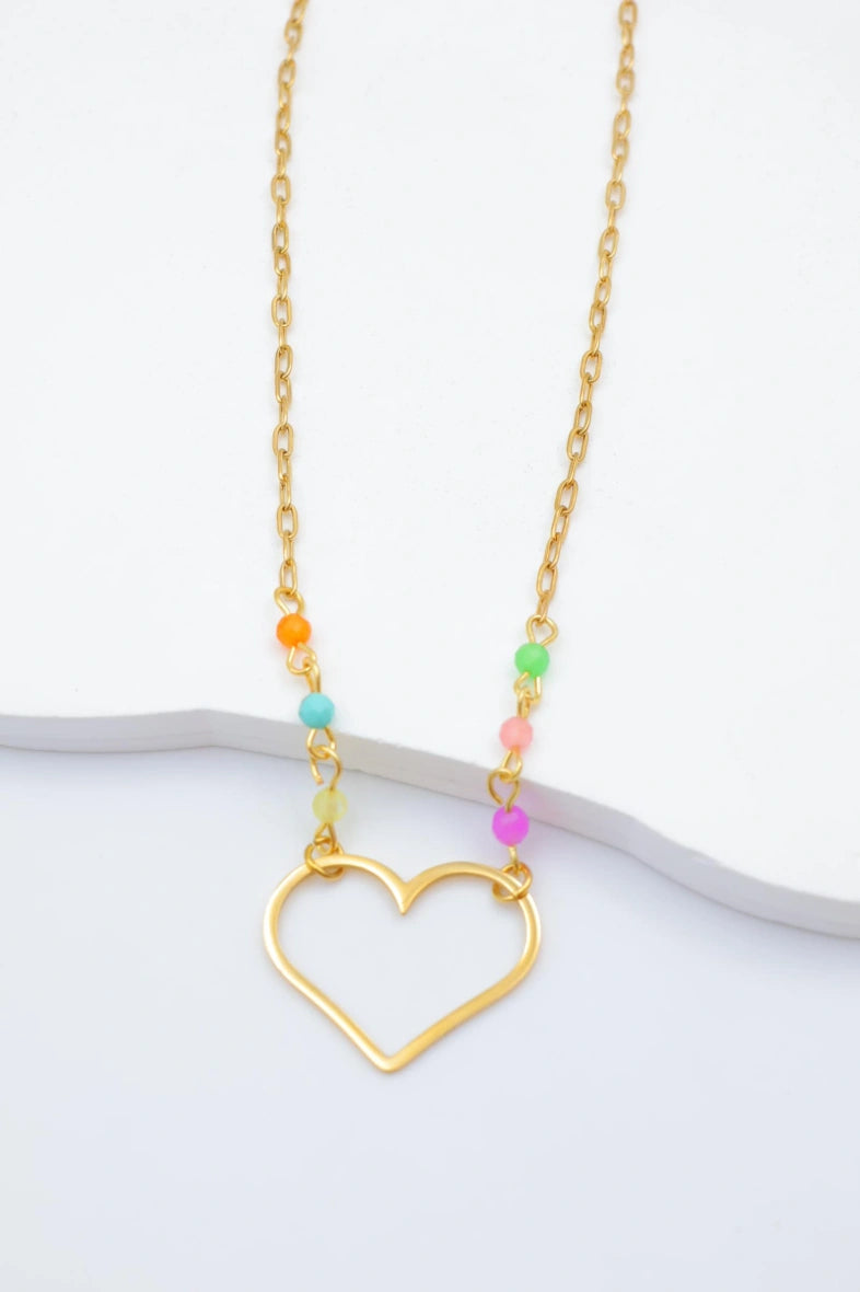 Collier avec pendentif en forme de cœur - MULTICOLORE