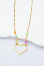 Collier avec pendentif en forme de cœur - MULTICOLORE