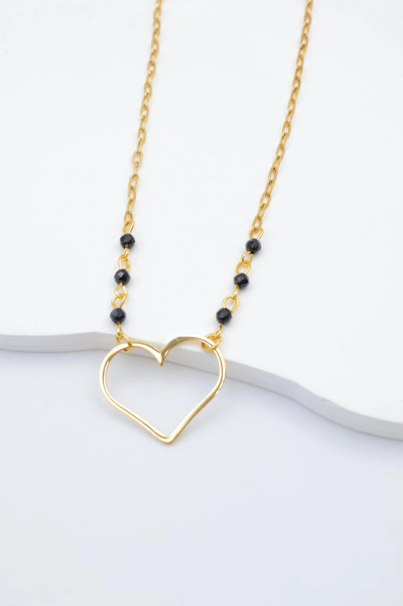 Collier avec pendentif en forme de cœur - NOIR