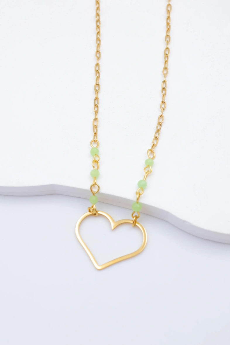 Collier avec pendentif en forme de cœur - VERT